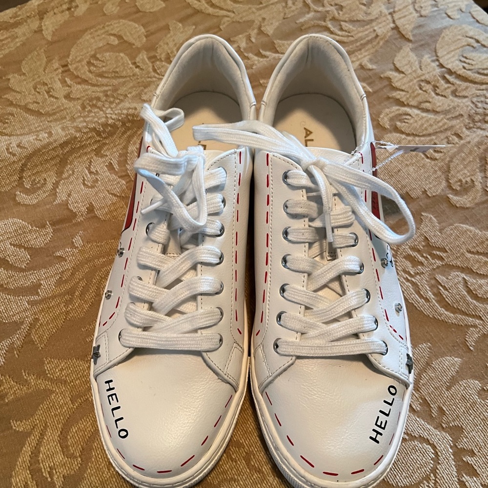 Aldo “Hello, My Name Is” Size 9 Red/White Designo… - image 6
